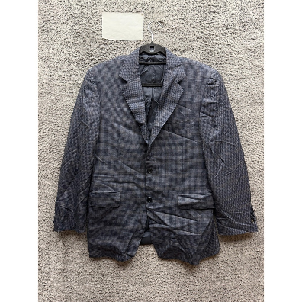 Canali Houndstooth Plaid Single-Breasted Suit Blazer Jacket Grey Mens Size 46